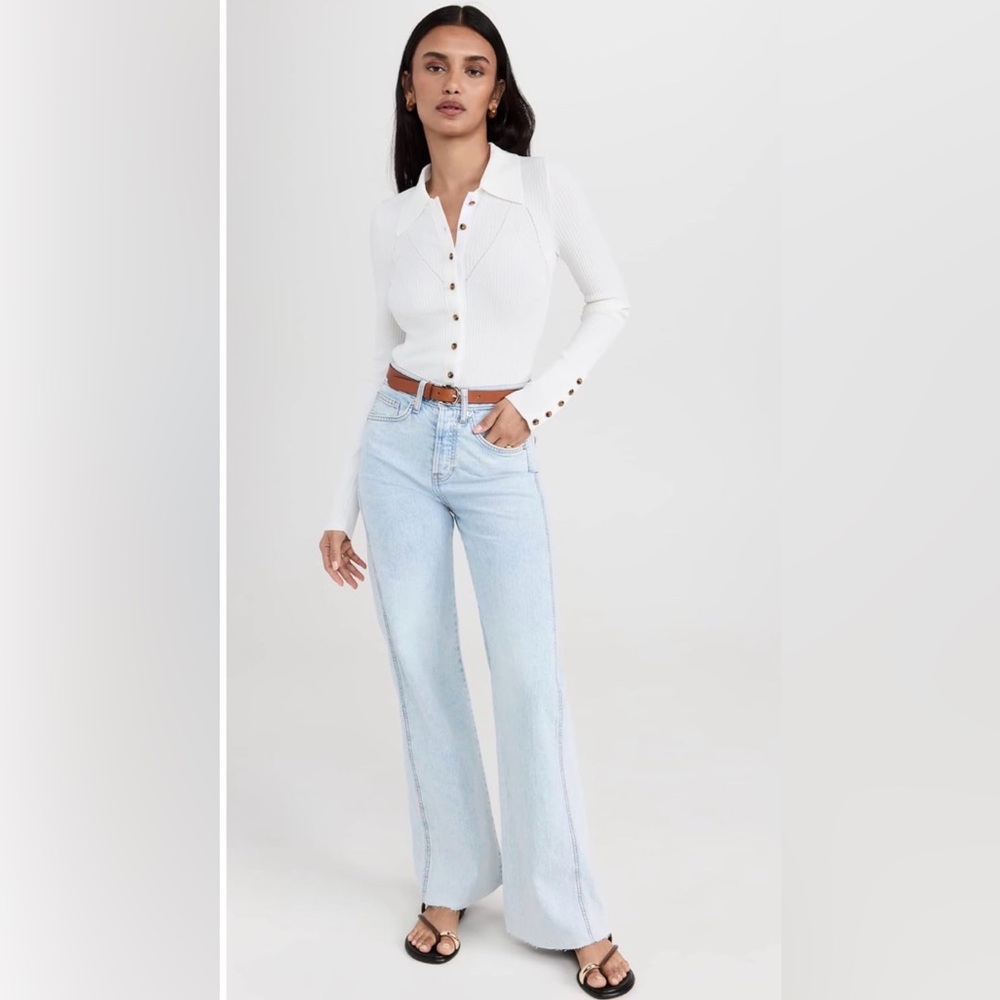 Veronica Beard Wide Leg Jeans in Pale Stone Sz 23